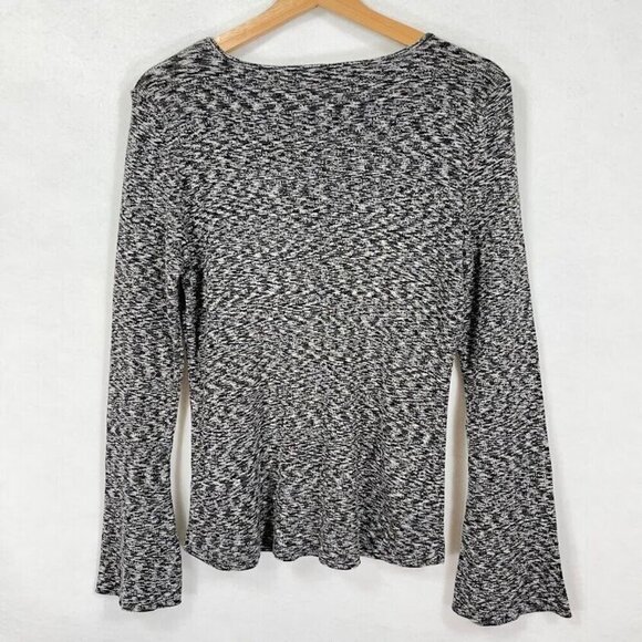 Nic + Zoe Black And White Flared Sleeve Pullover Cotton Modal Blend Sweater L - Picture 3 of 5